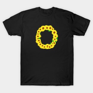 Sunflowers Initial Letter O (Black Background) T-Shirt